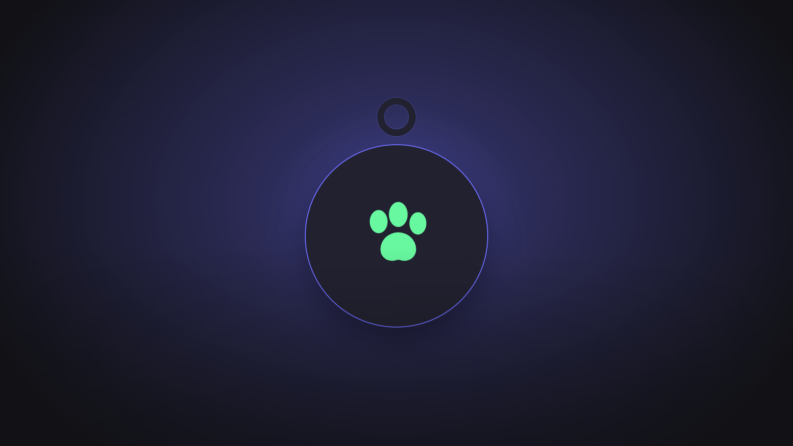 Uma medalha de identificação de pet com uma pata verde no centro